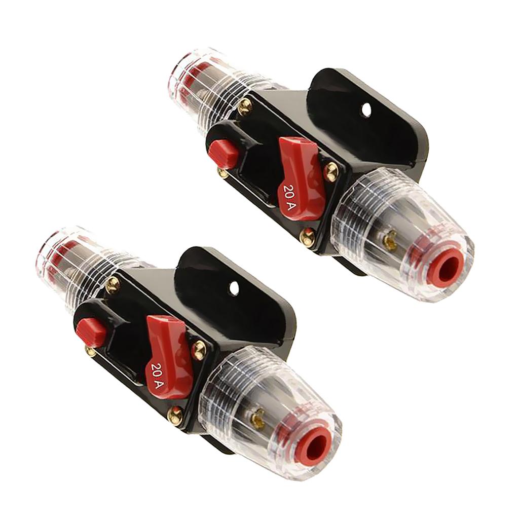 2Pcs 20A 12V DC Solar System Waterproof Circuit Breaker Reset Fuse Inverter