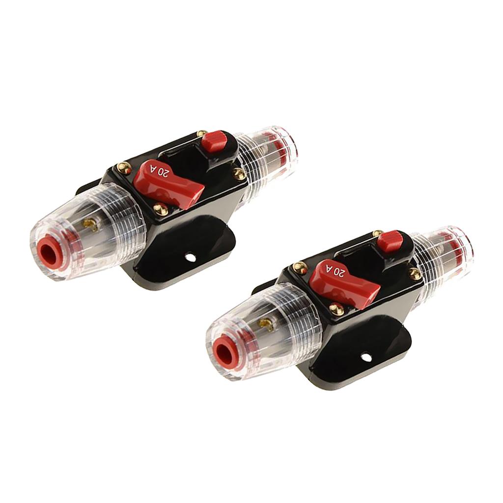 2Pcs 20A 12V DC Solar System Waterproof Circuit Breaker Reset Fuse Inverter