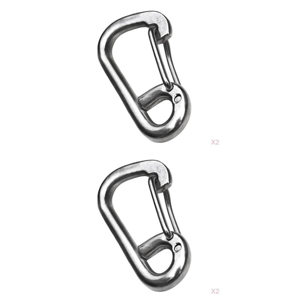 2pcs Stainless Steel Carabiners Spring Snap Hook for Climbing Camping Hiking