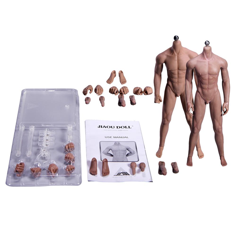 1/6 Super Flexible Male Seamless Body with Steel Skeleton Black & Wheat Skin