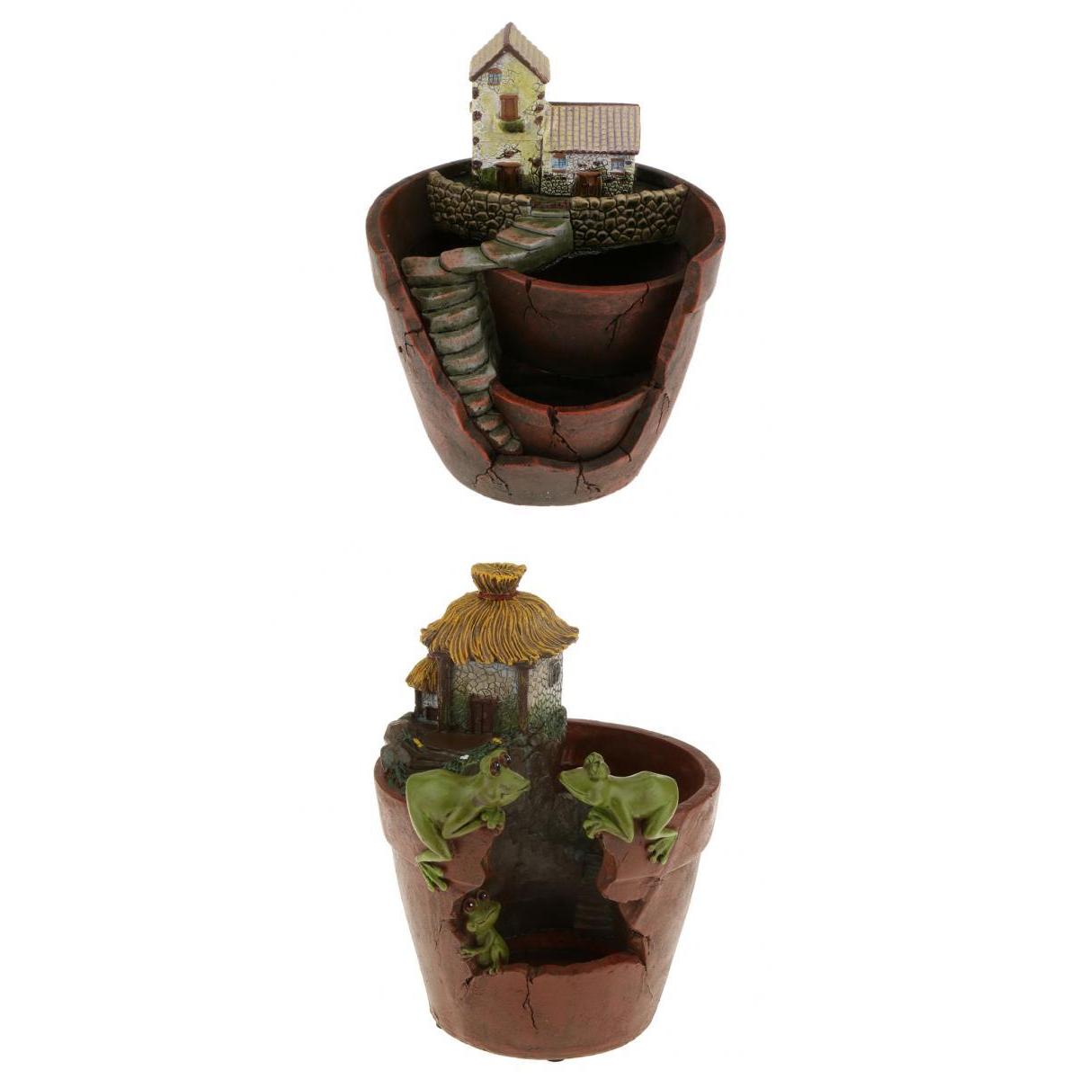 2 Pieces Resin House Succulent Plant Flower Bed Pot Garden Planter Dollhouse