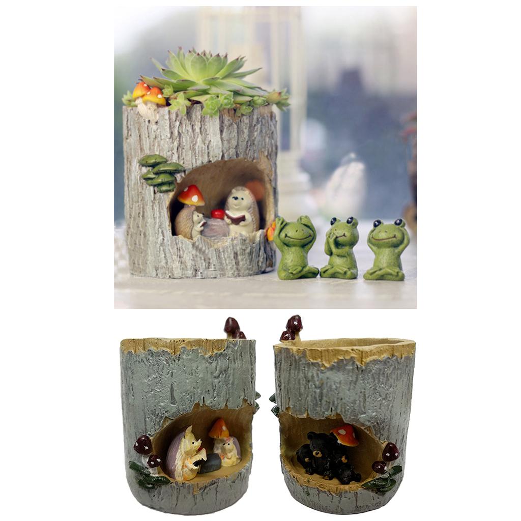 2 Piece Resin Animal Succulent Plant Flower Bed Pot Garden Planter Dollhouse