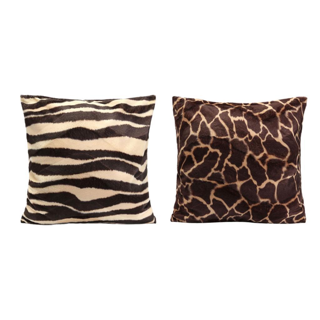 2Pcs 45x45cm Animal Print Pillow Case Leopard Zebra Sofa Car Cushion Cover A
