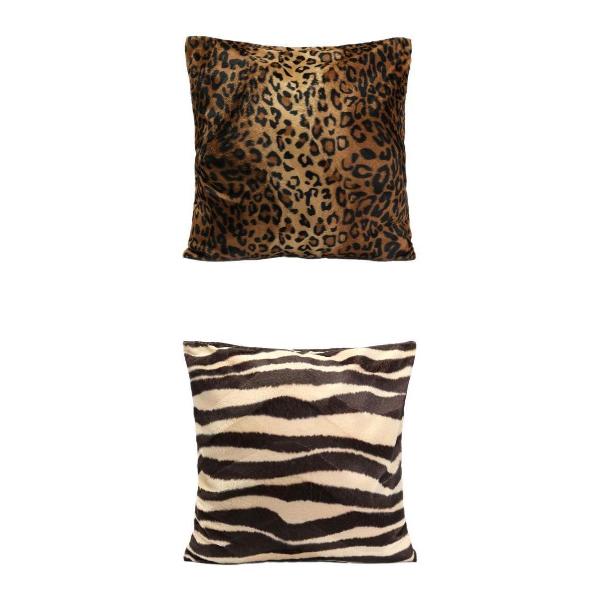 2Pcs 45x45cm Animal Print Pillow Case Leopard Zebra Sofa Car Cushion Cover A