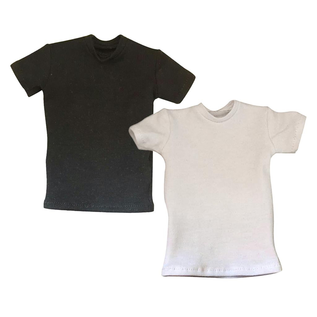 2 Pieces Loose Round Neck Short T-Shirt Top for 12 inch Male Action Figure