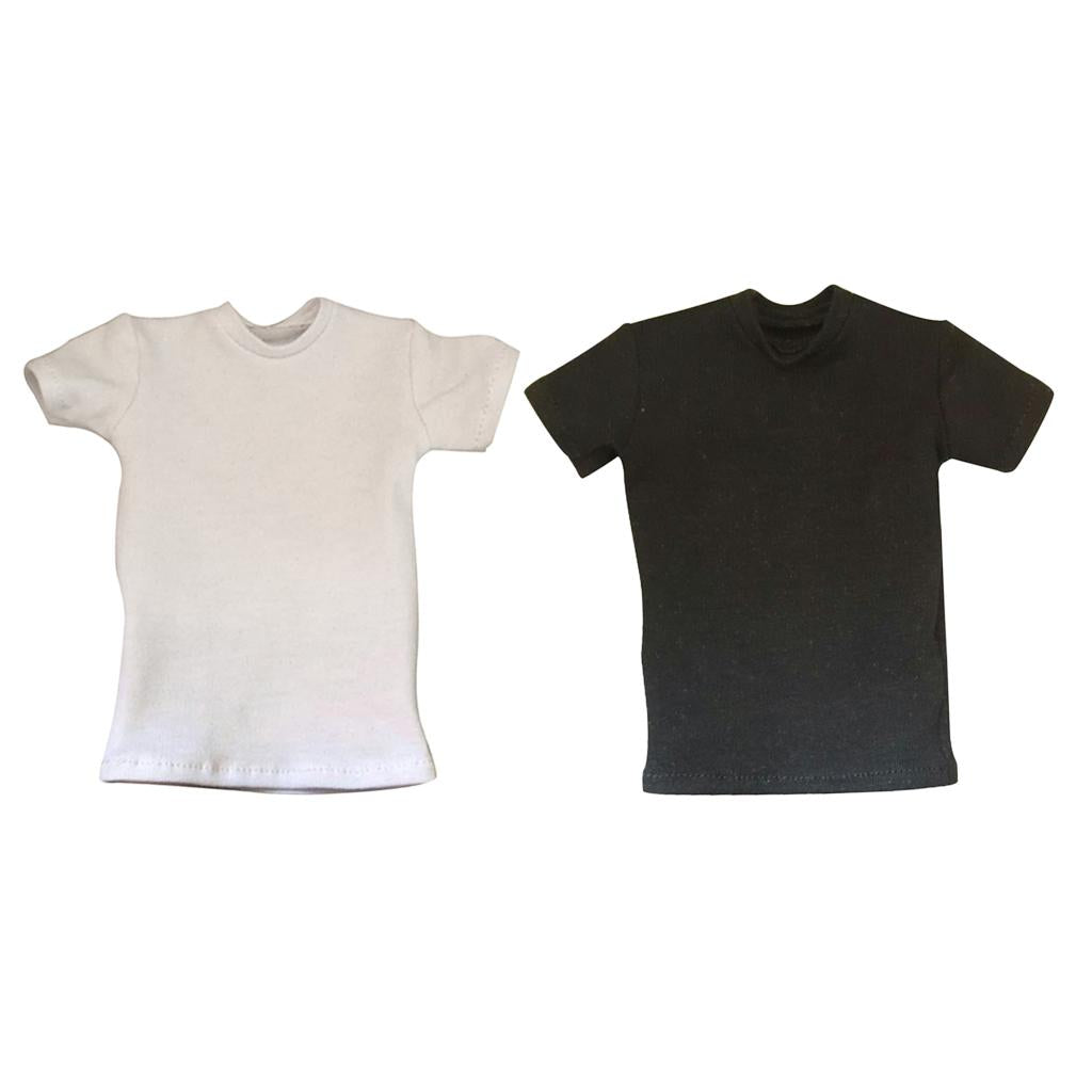 2 Pieces Loose Round Neck Short T-Shirt Top for 12 inch Male Action Figure