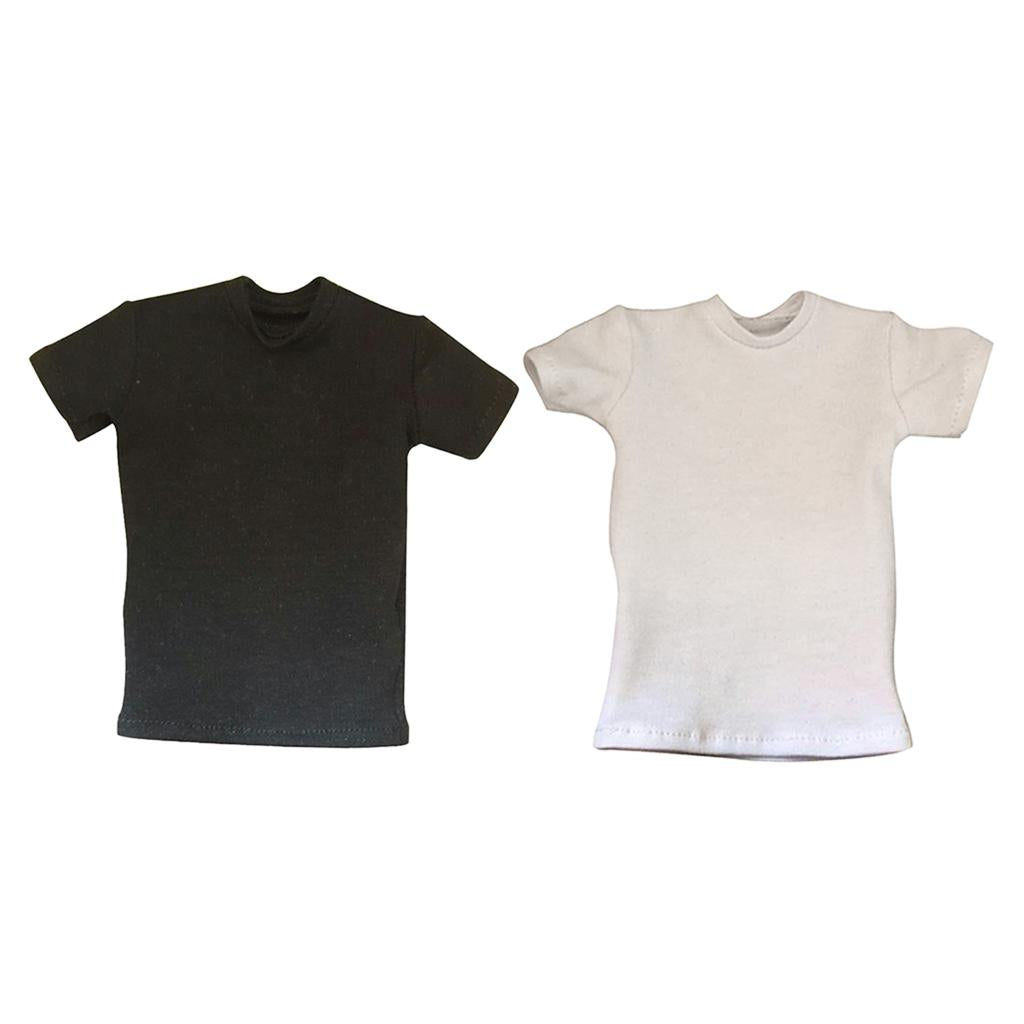 2 Pieces Loose Round Neck Short T-Shirt Top for 12 inch Male Action Figure