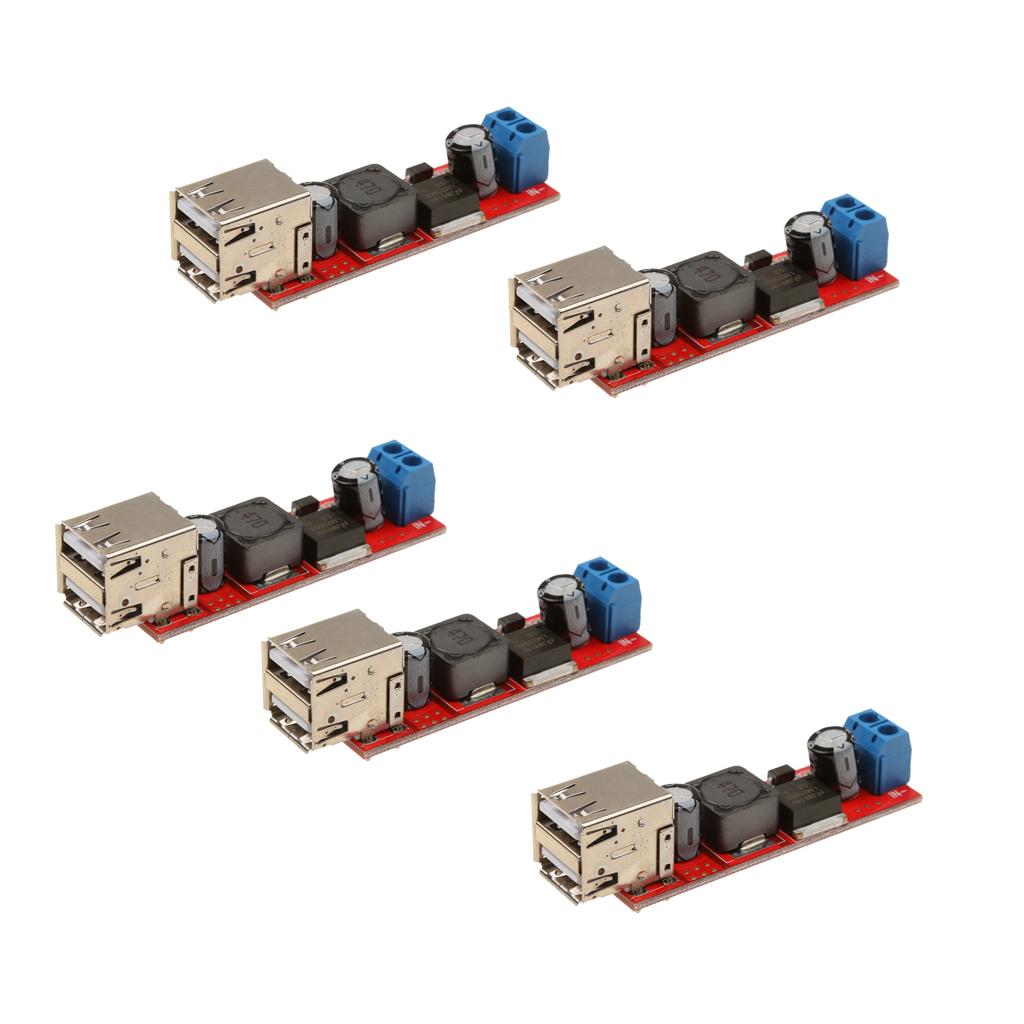 5 Pieces Dual Usb 9V/12V/24V/36V to 5V DC-DC Step-down Power Supply Module