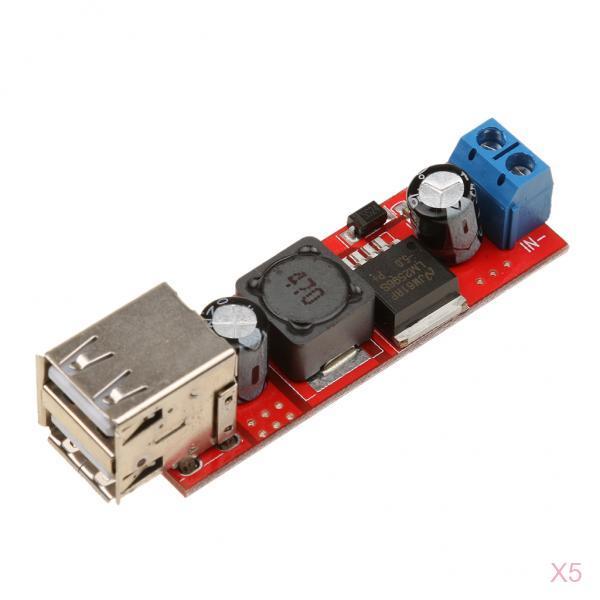 5 Pieces Dual Usb 9V/12V/24V/36V to 5V DC-DC Step-down Power Supply Module
