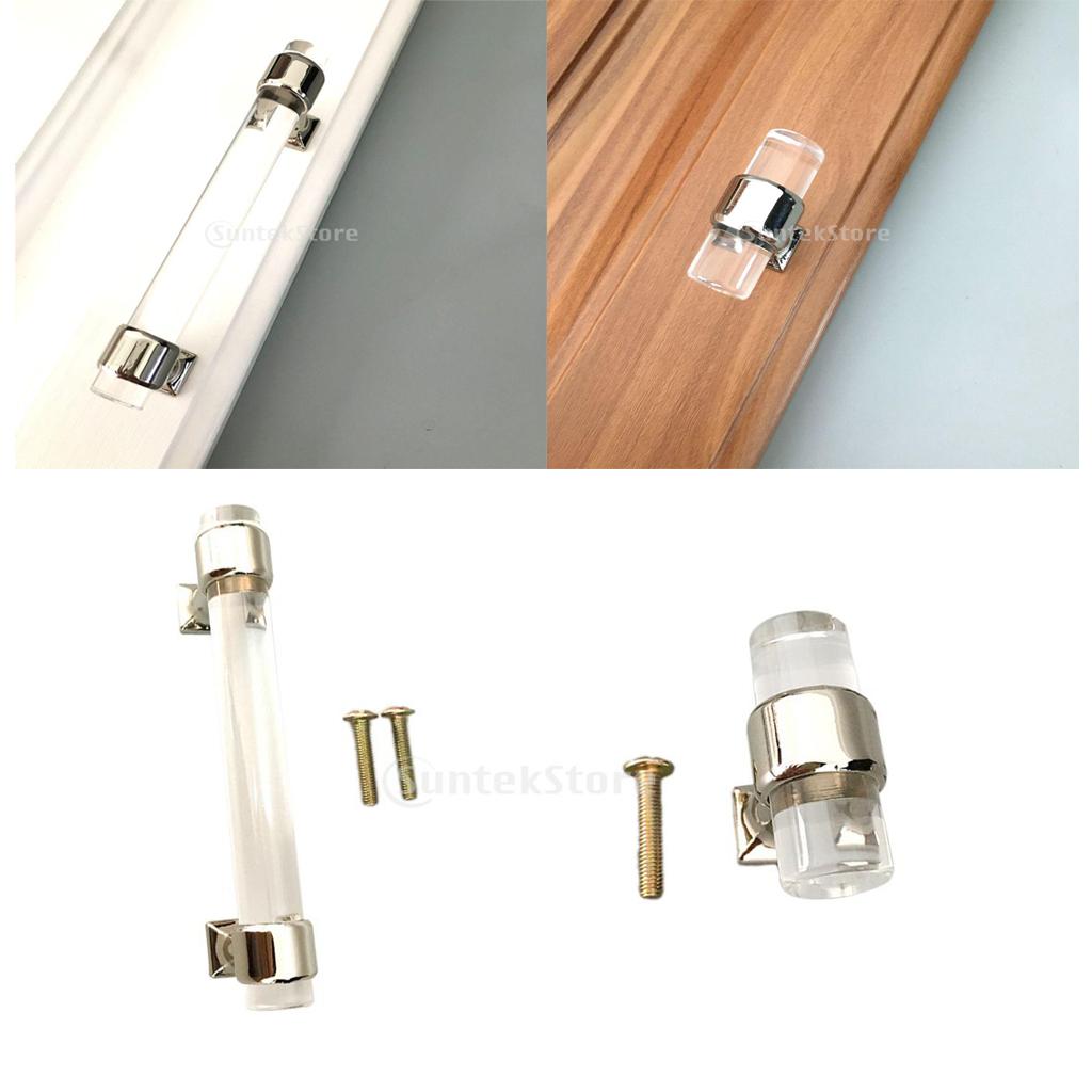 2Pcs Modern Acrylic Pull Handle Home Door Handles Furniture Drawer Pull Knob