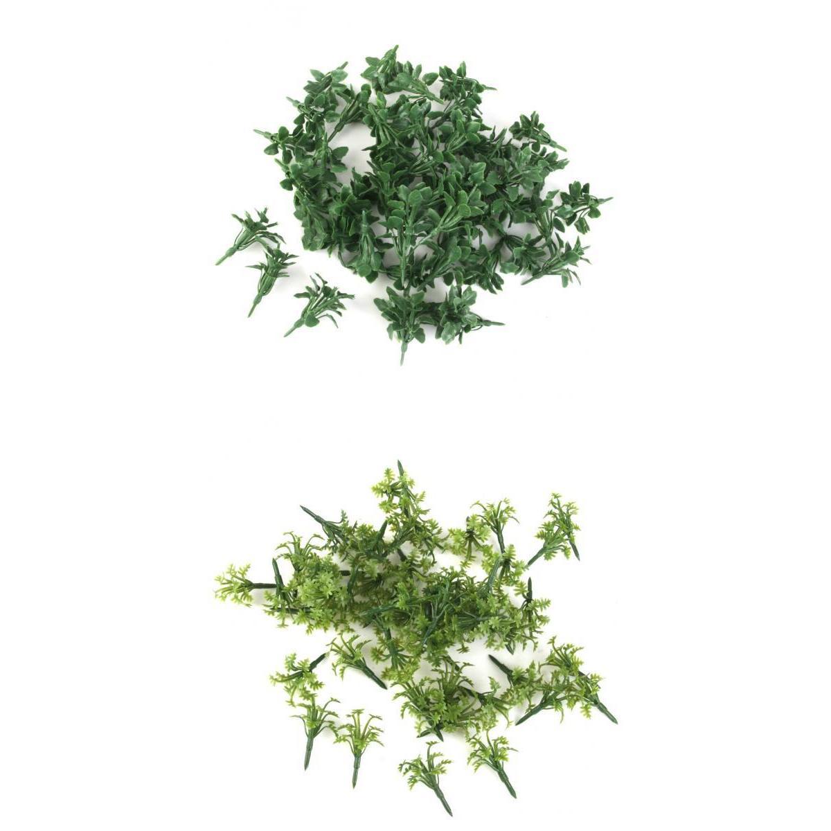100 Pieces Green Scenery Landscape Model Grass with Leaves Home Decoration
