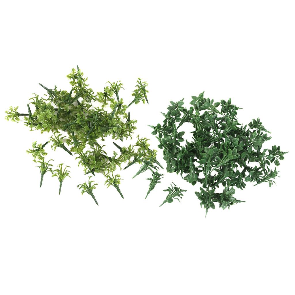 100 Pieces Green Scenery Landscape Model Grass with Leaves Home Decoration