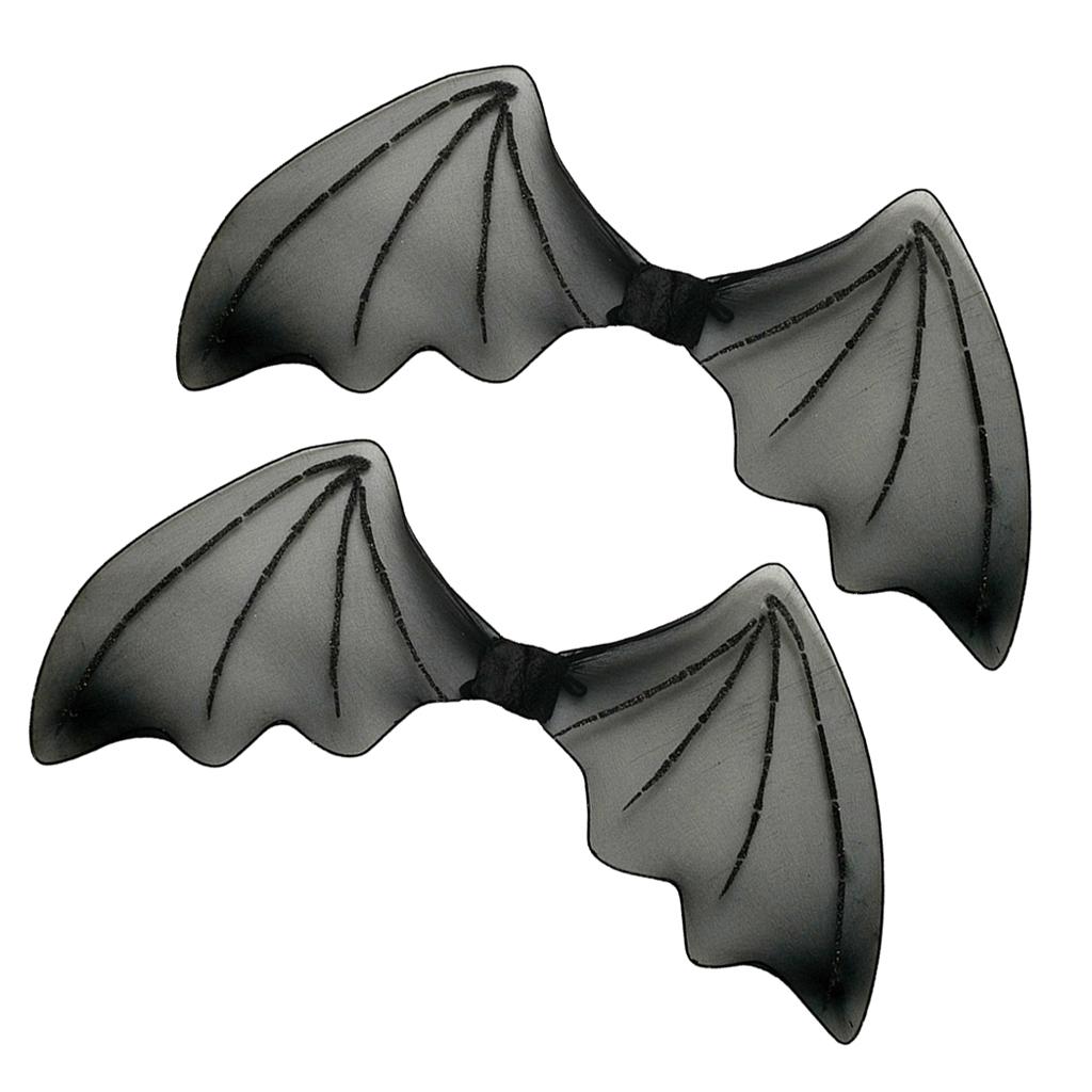 2 Pieces Kids Glitter Black Bat Wings Halloween Angel Fancy Dress Accessory