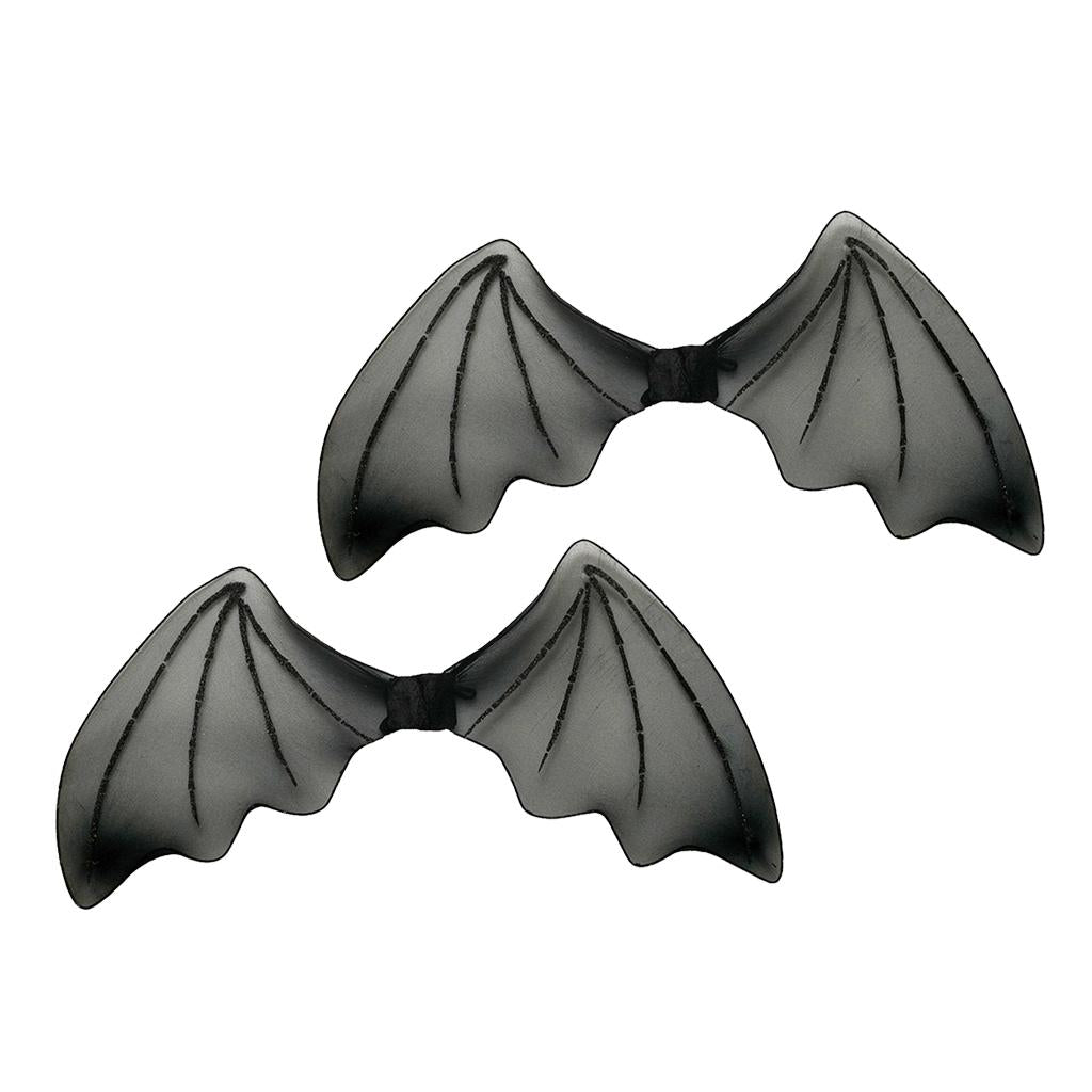 2 Pieces Kids Glitter Black Bat Wings Halloween Angel Fancy Dress Accessory