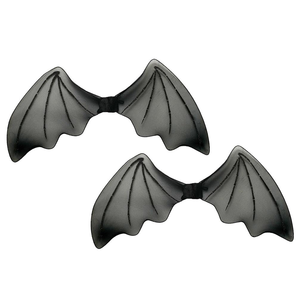 2 Pieces Kids Glitter Black Bat Wings Halloween Angel Fancy Dress Accessory