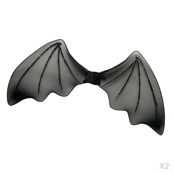 2 Pieces Kids Glitter Black Bat Wings Halloween Angel Fancy Dress Accessory