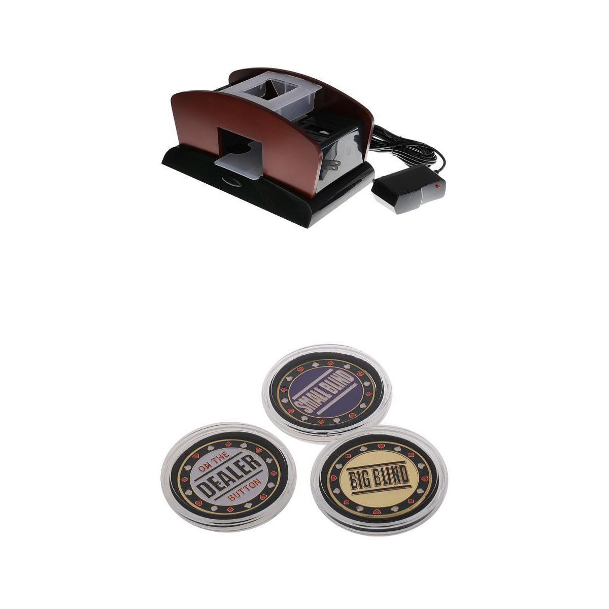2 Deck Wood Card Shuffler Double Use Automatic Shuffling Machine w/ Dealer