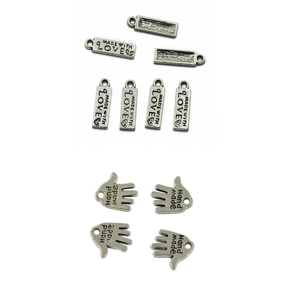 100 Pieces Silver Tibetan Hand Rectangle Pendant Finding Bead Making Craft