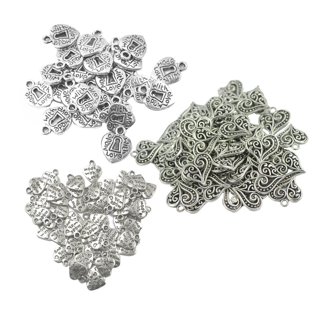 150 Pieces Love Heart Charms Pendants for DIY Jewelry Making Findings