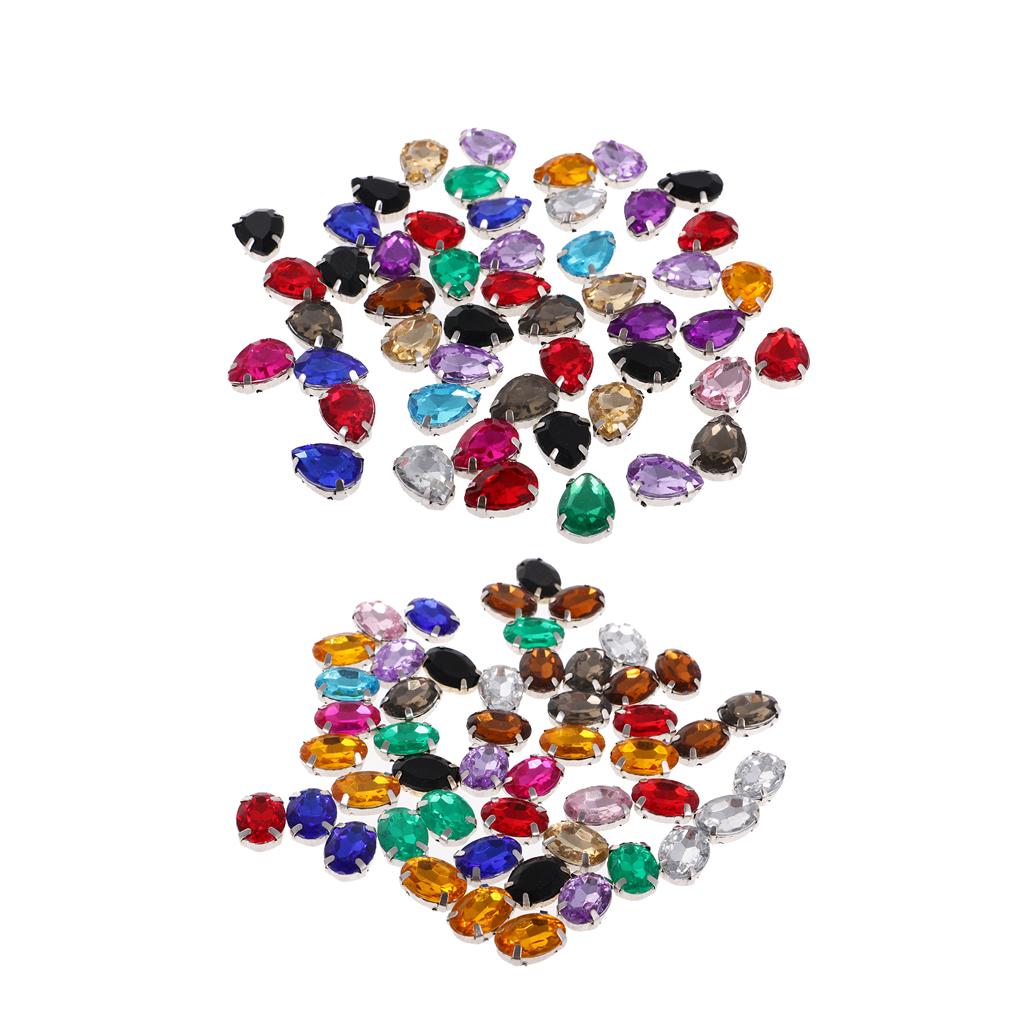 100pcs 10*14mm Oval Waterdrop Acrylic Rhinestone Button Mix Color for Crafts