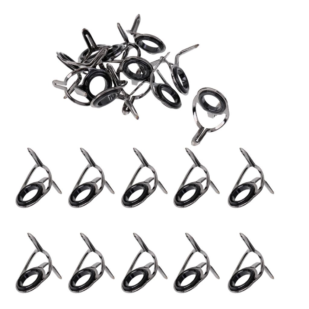 20Pcs Ceramic Eye Rings Fishing Rod Guides Tips Stainless Steel Frame 6# 8#
