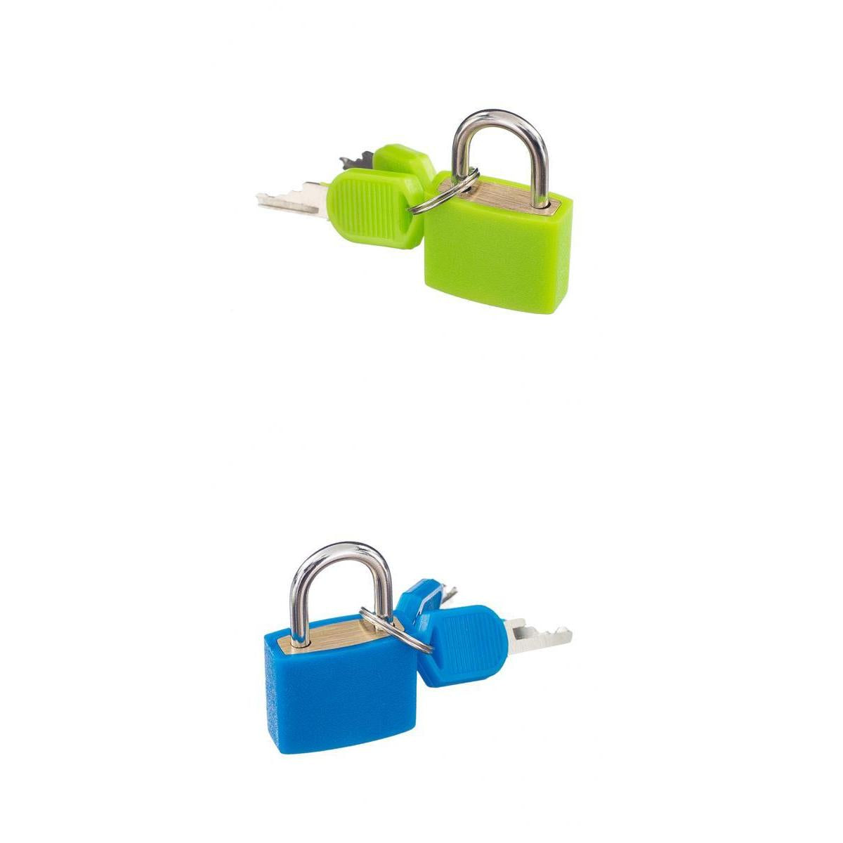 2Pieces Small Padlock with Keys for Luggage Suitcase Bag Green/Blue
