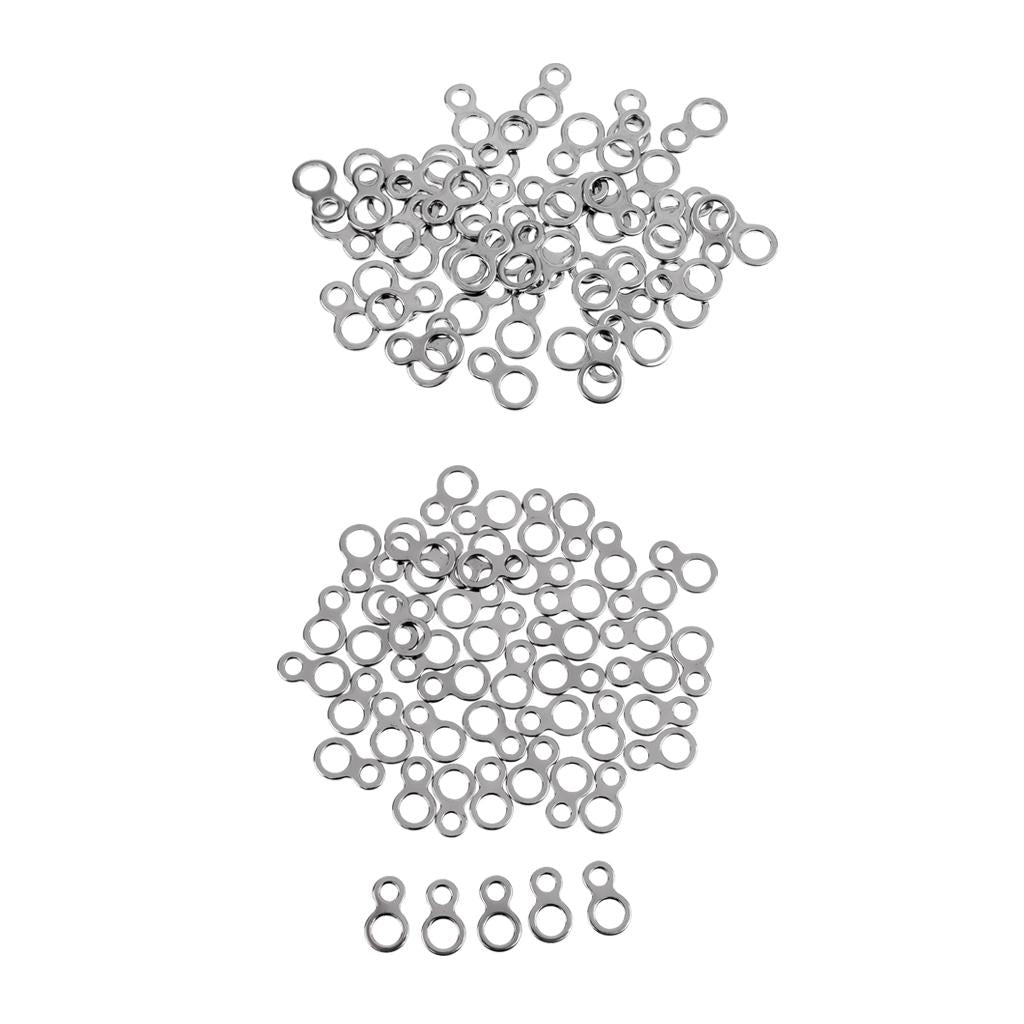 100Pcs Fishing Butterfly Jigging Figure 8 Ring Stainless Steel Assist Hooks
