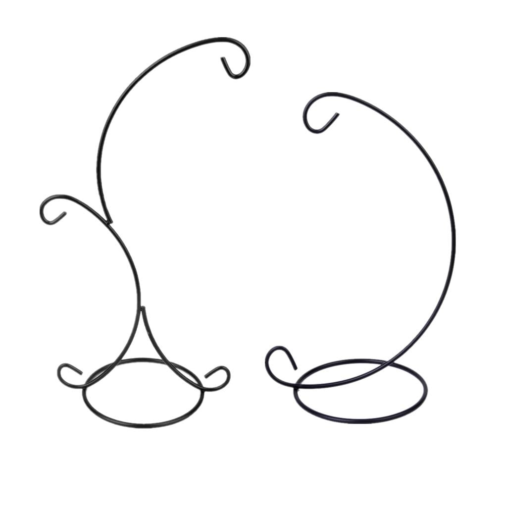 2Pieces Black Iron Hanging Plant Stand Holder for Landscaping Garden Decor