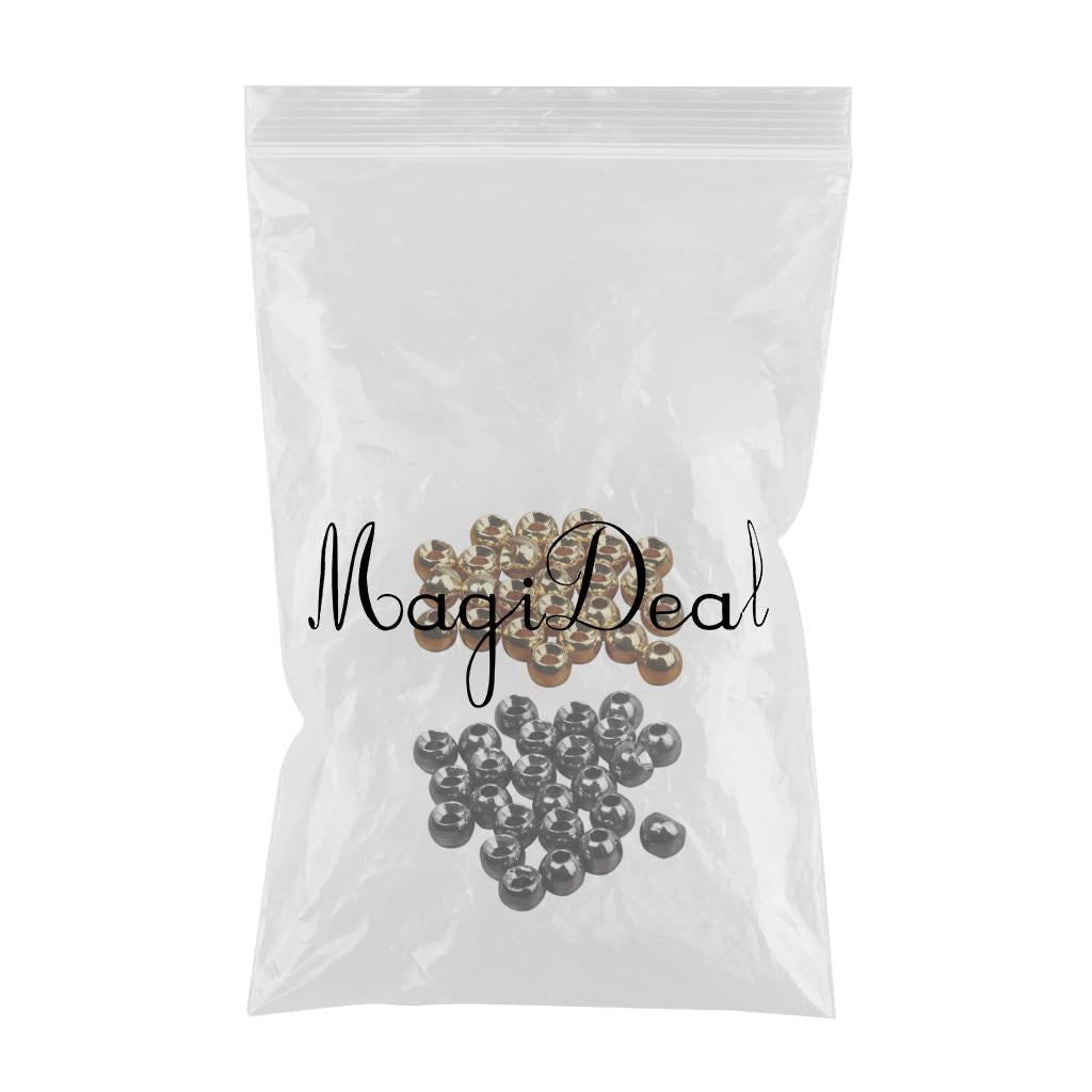 50Pcs Tungsten Slotted Fly Tying Beads Nymph Head Ball Beads Lures DIY 3.3mm
