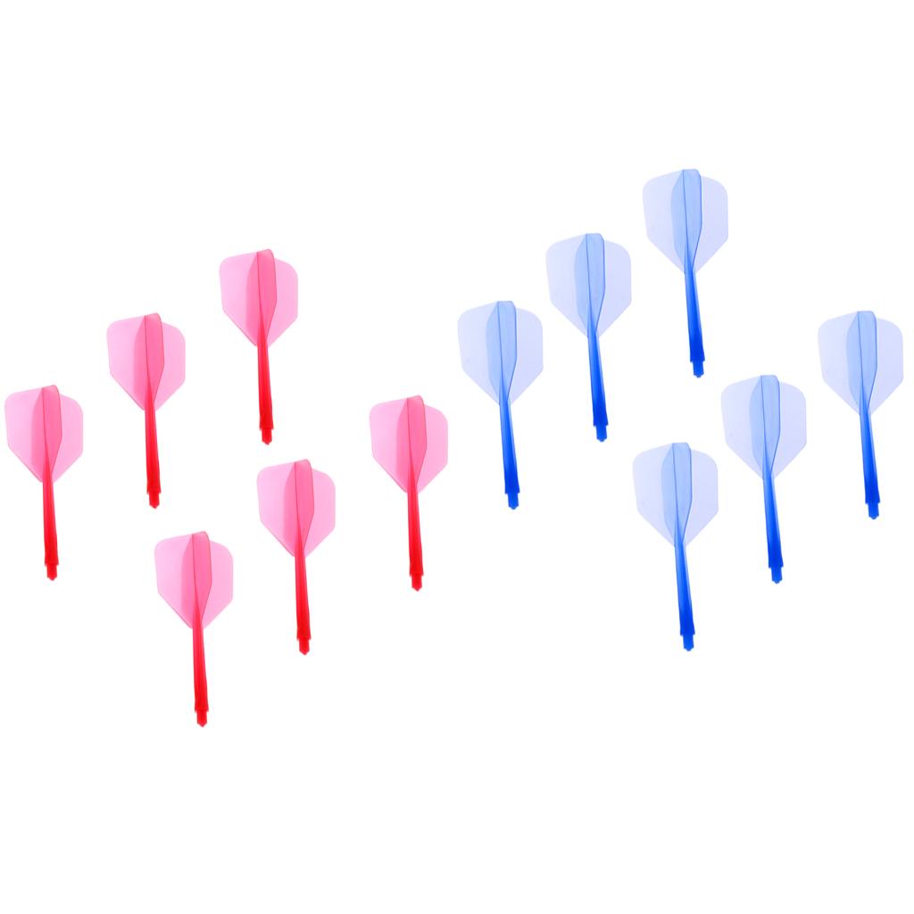 12x Transparent 2BA Thread Dart Shafts & Dart Flights Connection, Red & Blue