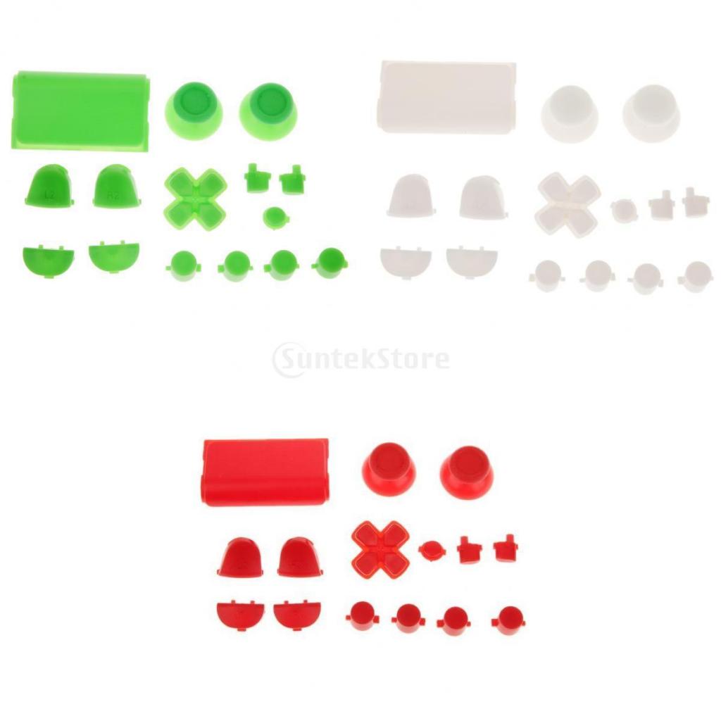 3 Set L2 R2 L1 R1 Grip Caps Buttons for Sony PS4 Controller White+Red+Green