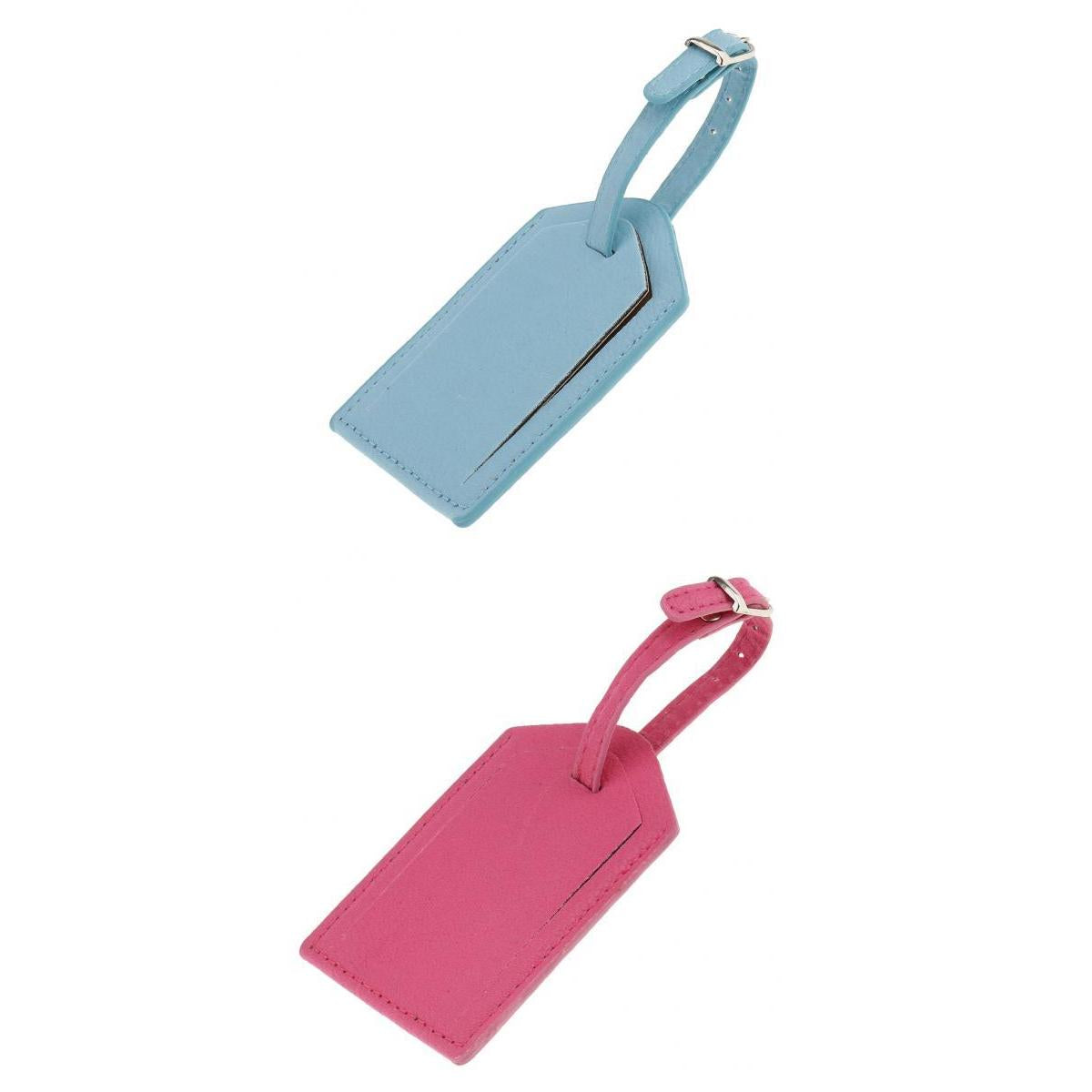 2 Pieces PU Leather Luggage Tag Travel Suitcase ID Security Label Blue+Rose