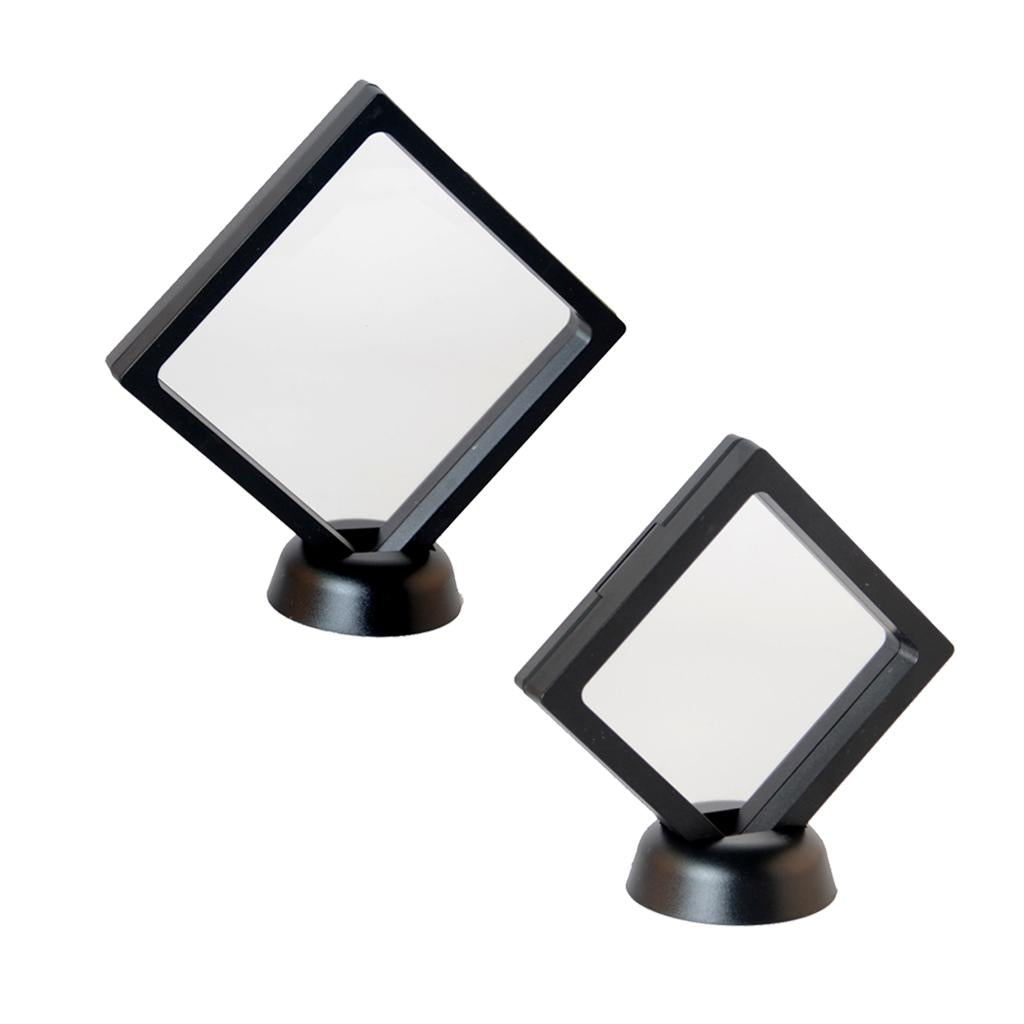 2 Pieces Floating Challenge Coin Jewelry Stand Display Box Show Case Stand