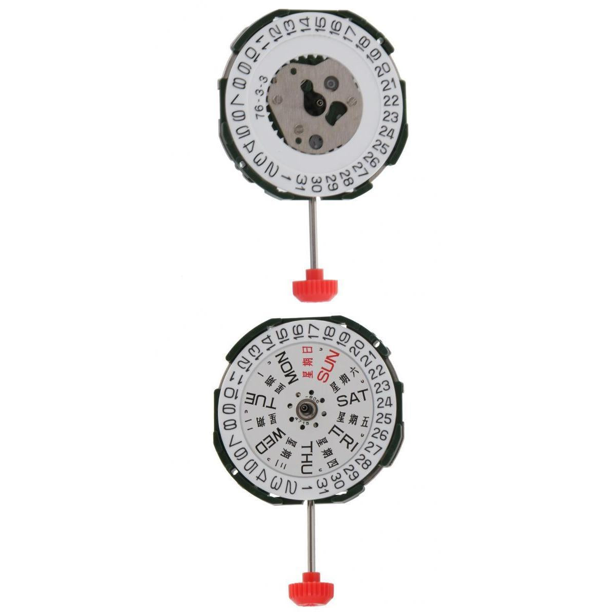 2pcs Durable Metal Quartz Watch Movement with date Battery for MIYOTA 2035