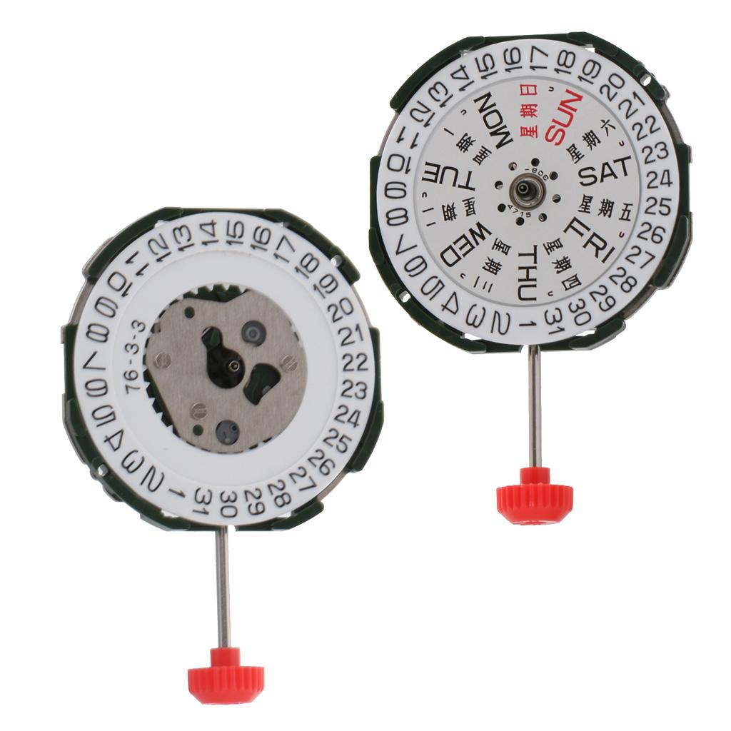 2pcs Durable Metal Quartz Watch Movement with date Battery for MIYOTA 2035