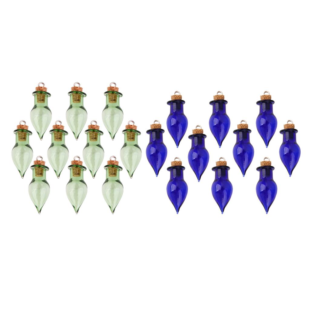 20pcs Mini Teardrop Glass Bottles Favors Souvenir Charms For Jewelry Making