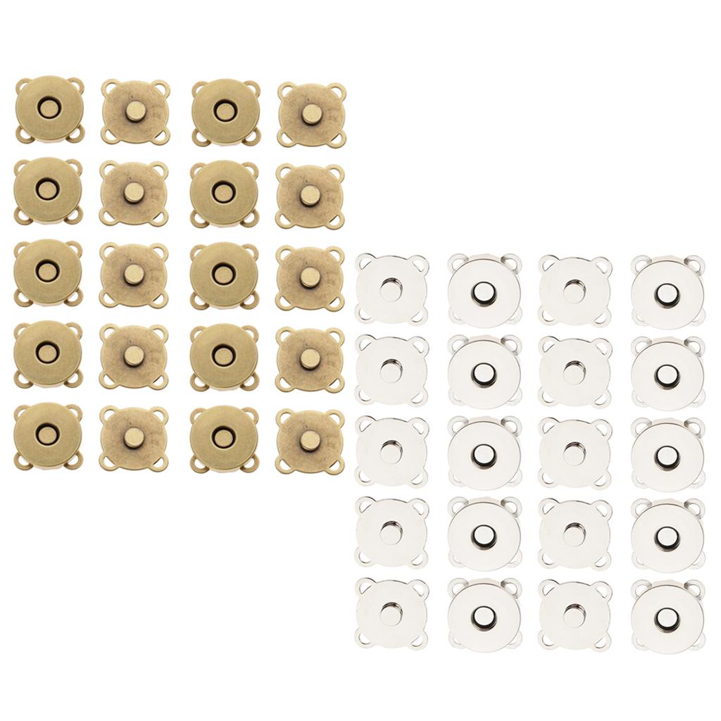 20 Sets Sew In Magnetic Bag Clasps for Craft Clothing Bag DIY Crafts 18 mm
