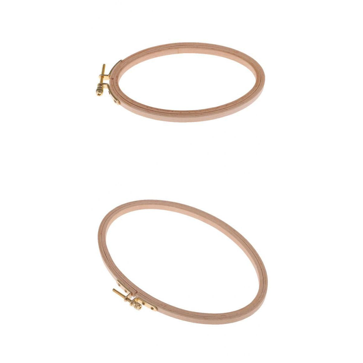 2Pcs Wooden Embroidery Hoop Frame for Tapestry Cross-stitch Oval Shapes