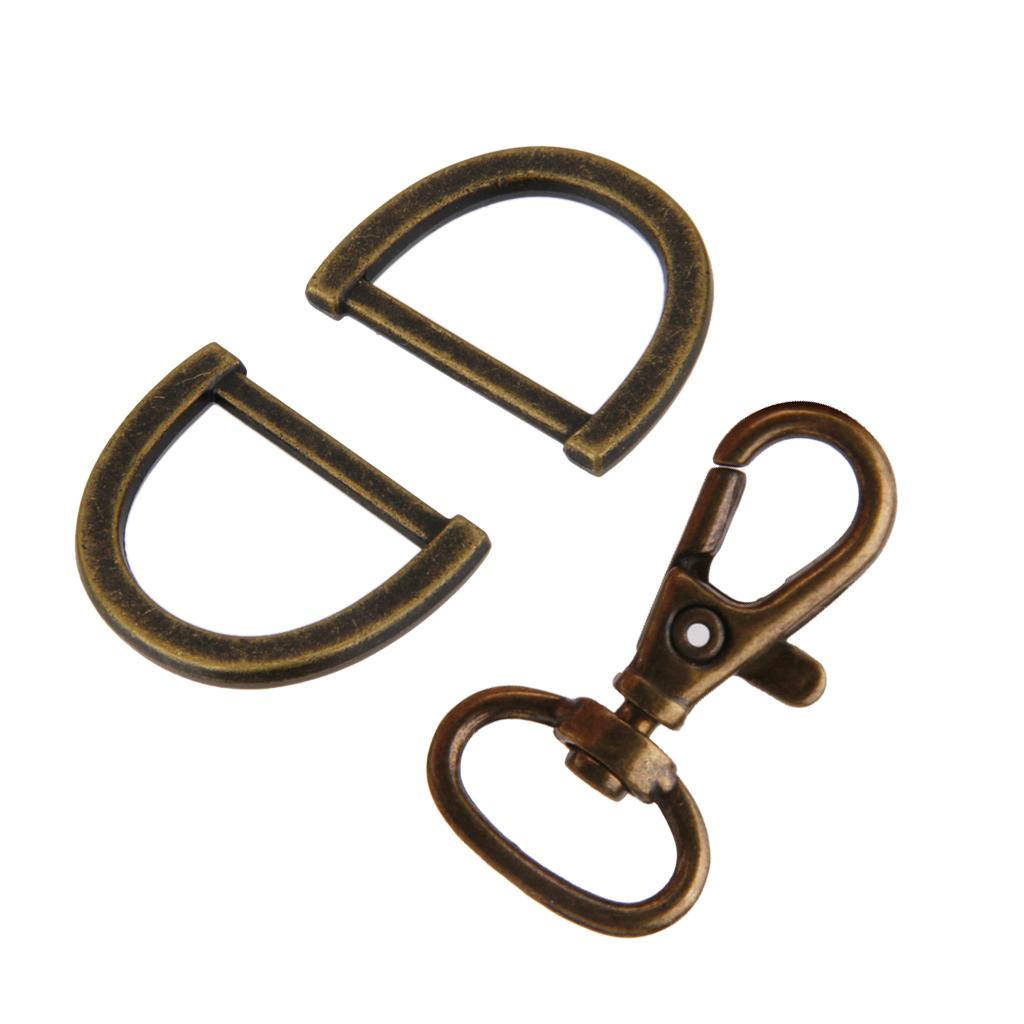 30Pcs Metal D-Ring Buckle Loop Ring & Lobster Swivel Snap Hooks For KeyChain