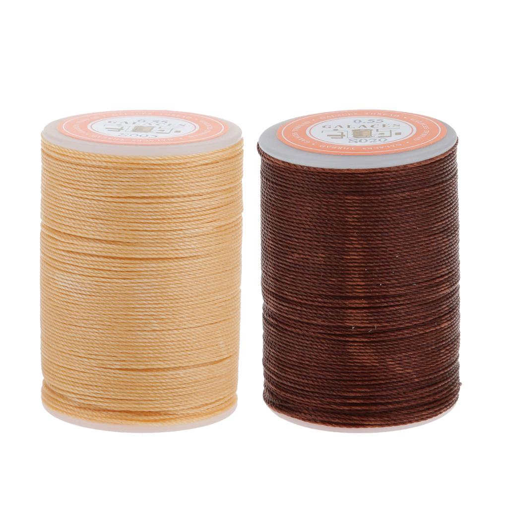 2 Spools Round Waxed String Sewing Thread For Leather Craft Handwork 0.55mm