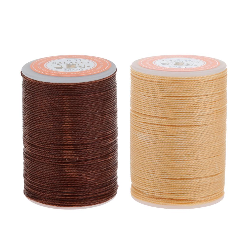 2 Spools Round Waxed String Sewing Thread For Leather Craft Handwork 0.55mm