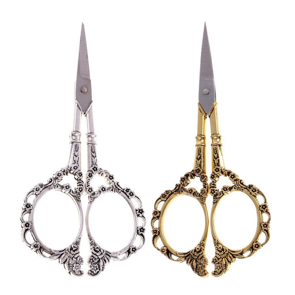 2Pcs European Vintage Plum Blossom Tailor Scissors Sewing Shears DIY Tools