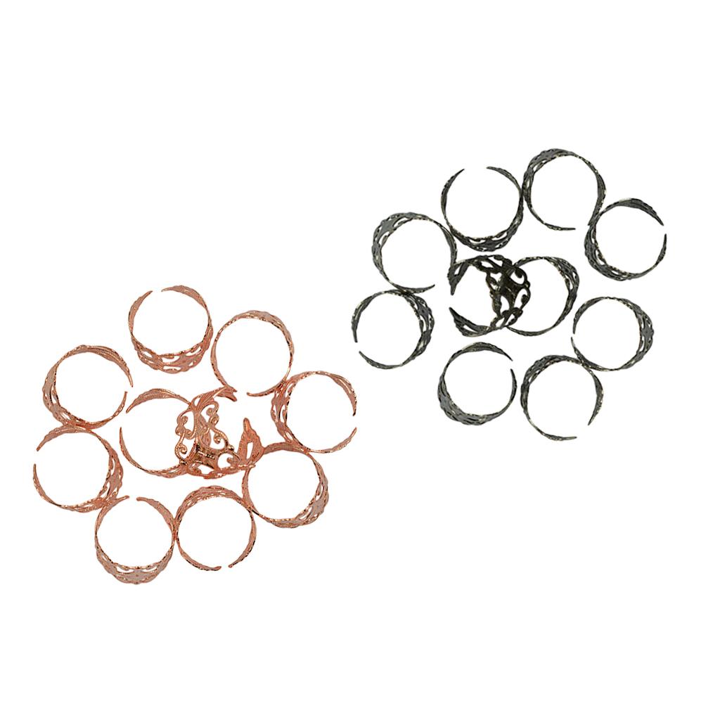 20pcs Vintage Filigree Flower Adjustable Filigree Ring Settings Blanks 18mm
