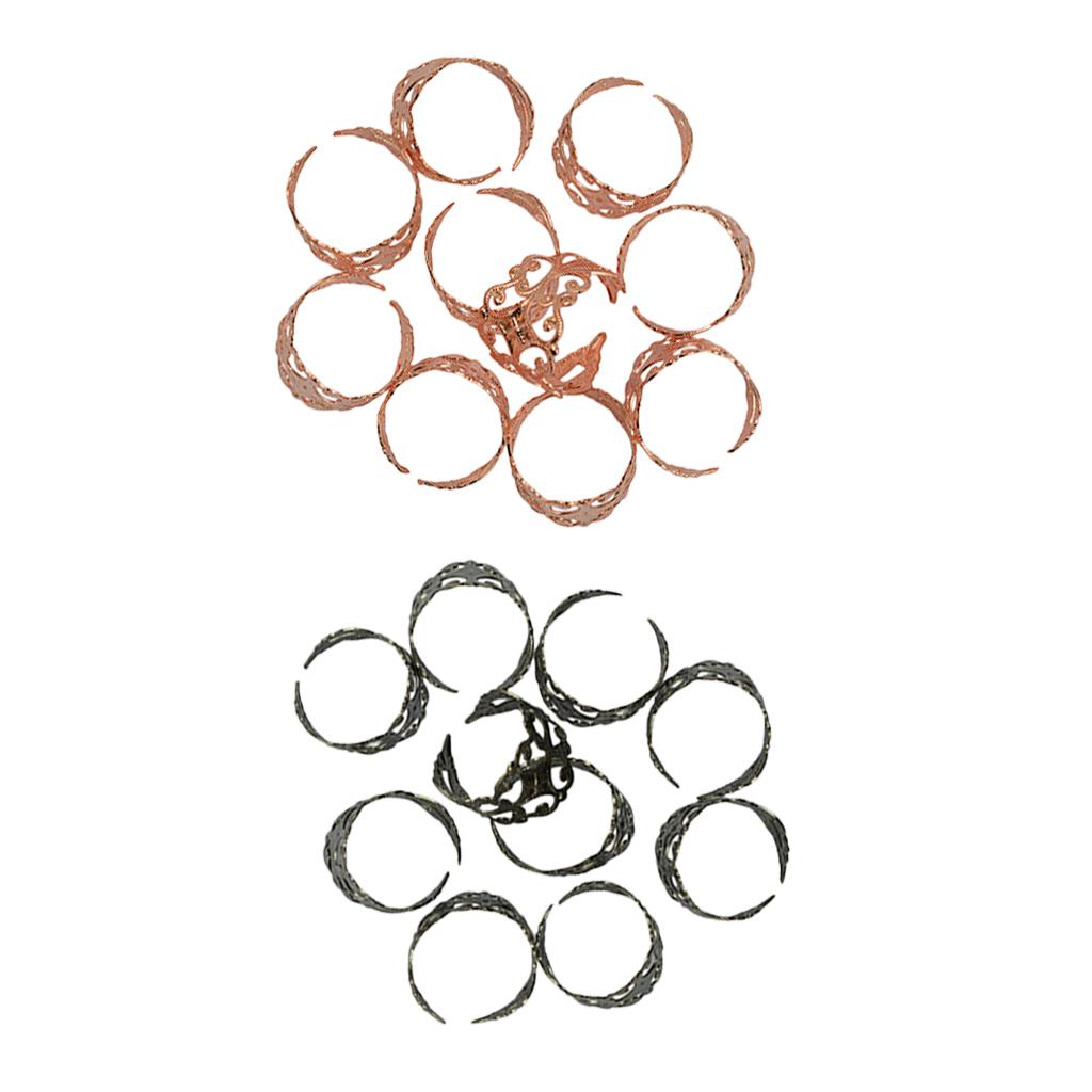 20pcs Vintage Filigree Flower Adjustable Filigree Ring Settings Blanks 18mm