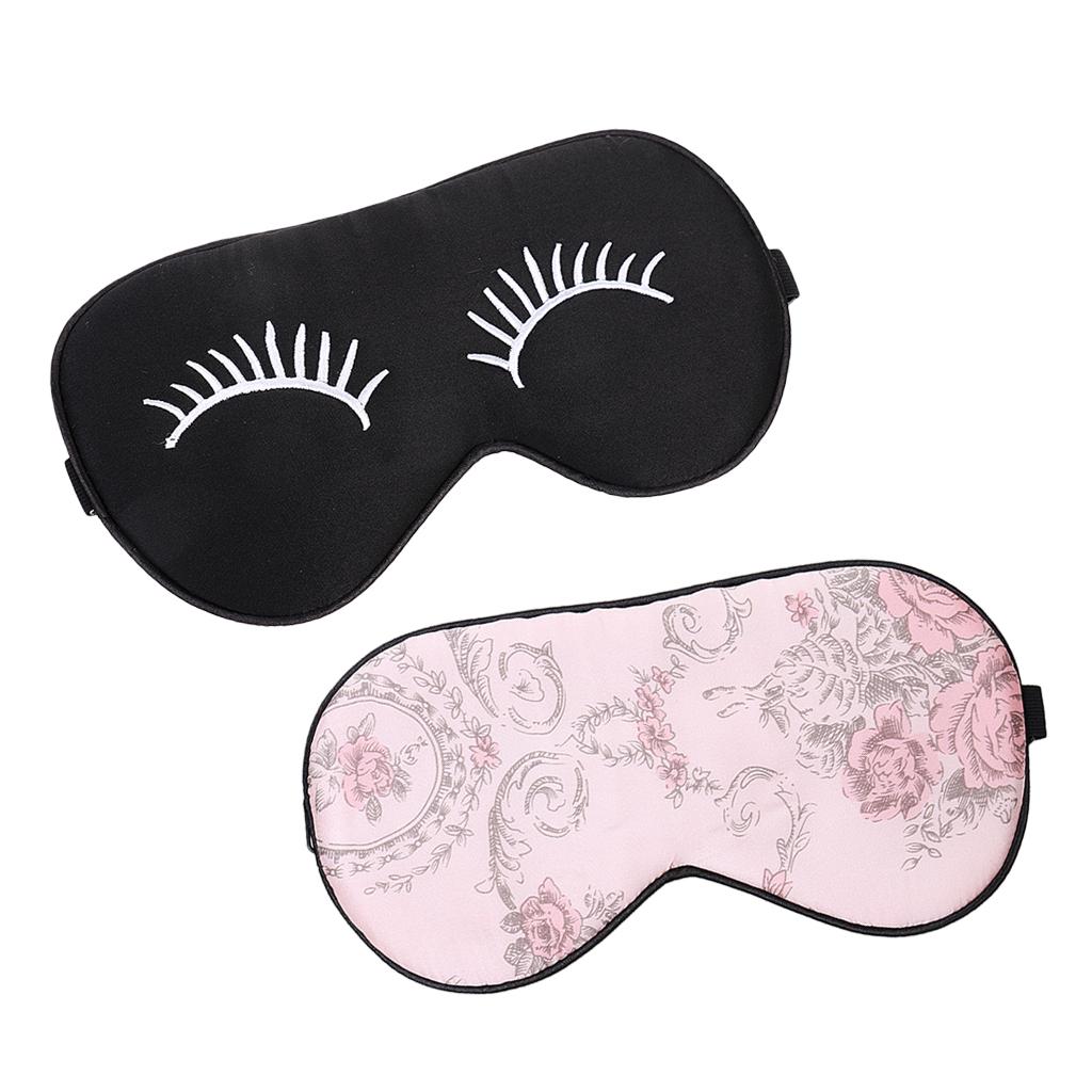 2 Pieces Women Men 100% Pure Silk Sleep Eye Mask Blindfold Travel Covers
