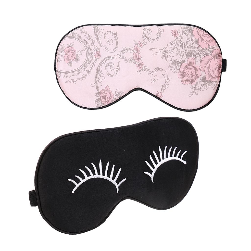 2 Pieces Women Men 100% Pure Silk Sleep Eye Mask Blindfold Travel Covers