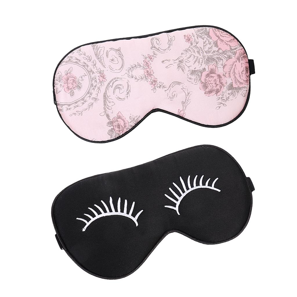 2 Pieces Women Men 100% Pure Silk Sleep Eye Mask Blindfold Travel Covers