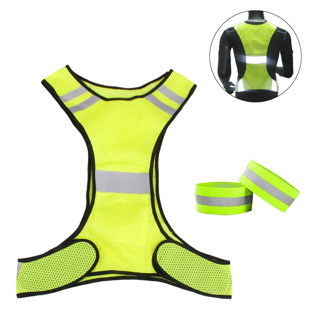 Adjustable Reflective Vest Safety Belt Arm Band for Running Walking Cycling