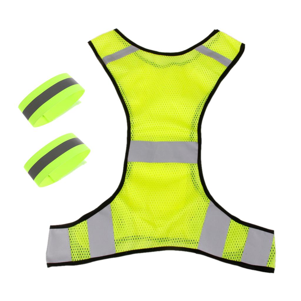 Adjustable Reflective Vest Safety Belt Arm Band for Running Walking Cycling