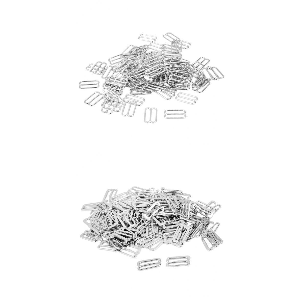200pcs 8/9-Shaped Lingerie Adjustable Sewing Bra Rings Buckles 14mm Silver